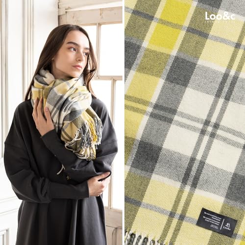 Men's Women's Winter Thick Large Chunky Scarf, Unisex, 100% Acrylic Plaid/Plain Pattern, Soft & Cozy Stole2