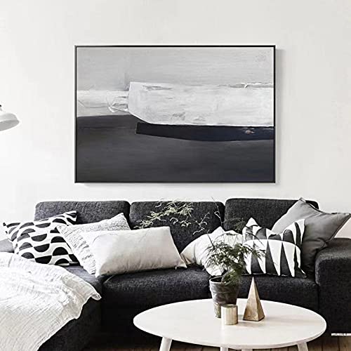 Affiche murale peinture abstraite noir et blanc moderne 50x70cm - 3
