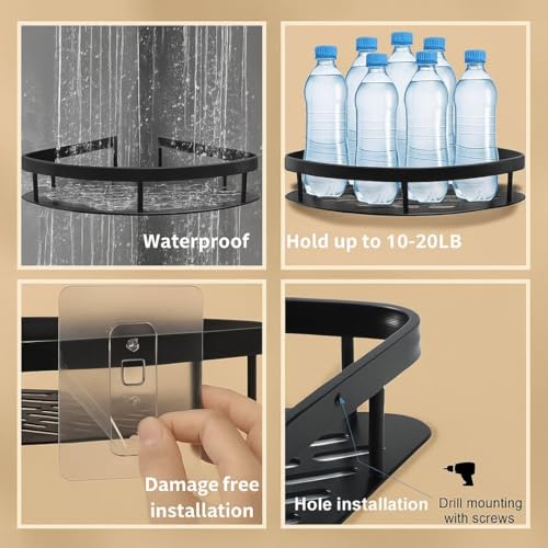 Image of Bathroom Organizer Without Drill | Self Adhesive Wall Shelf for Bathroom & Kitchen | Stainless Steel Bathroom Rack & Shampoo Holder | No Drill Wash Basin Storage Stand(Pack of2)
