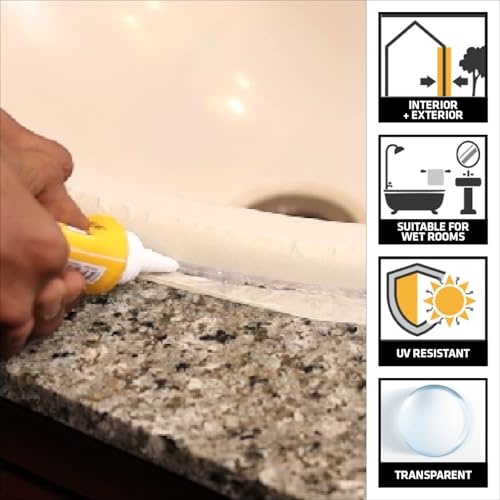 Image of SIKA - Pack of 6 Universal silicone sealant - Sikasil Multiplus-T - Sanitary sealant - Anti-mould - anti-fungicide - For kitchens and bathroom - Clear - 120ml