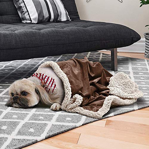 Pawsee Fleece Haustierdecke Flauschig Waschbar Sherpa Plüsch Kuscheldecke Hundebett für Hunde Welpen Katzen, 114 x 76cm