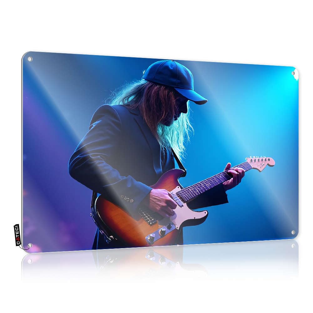 Framed Funny Wall Art Rustic Maid Of Honor Gift | A Musician Plays An Electric Guitar On Stage. Handmade Metal Wall Decor For Camping Home(30X40CM)