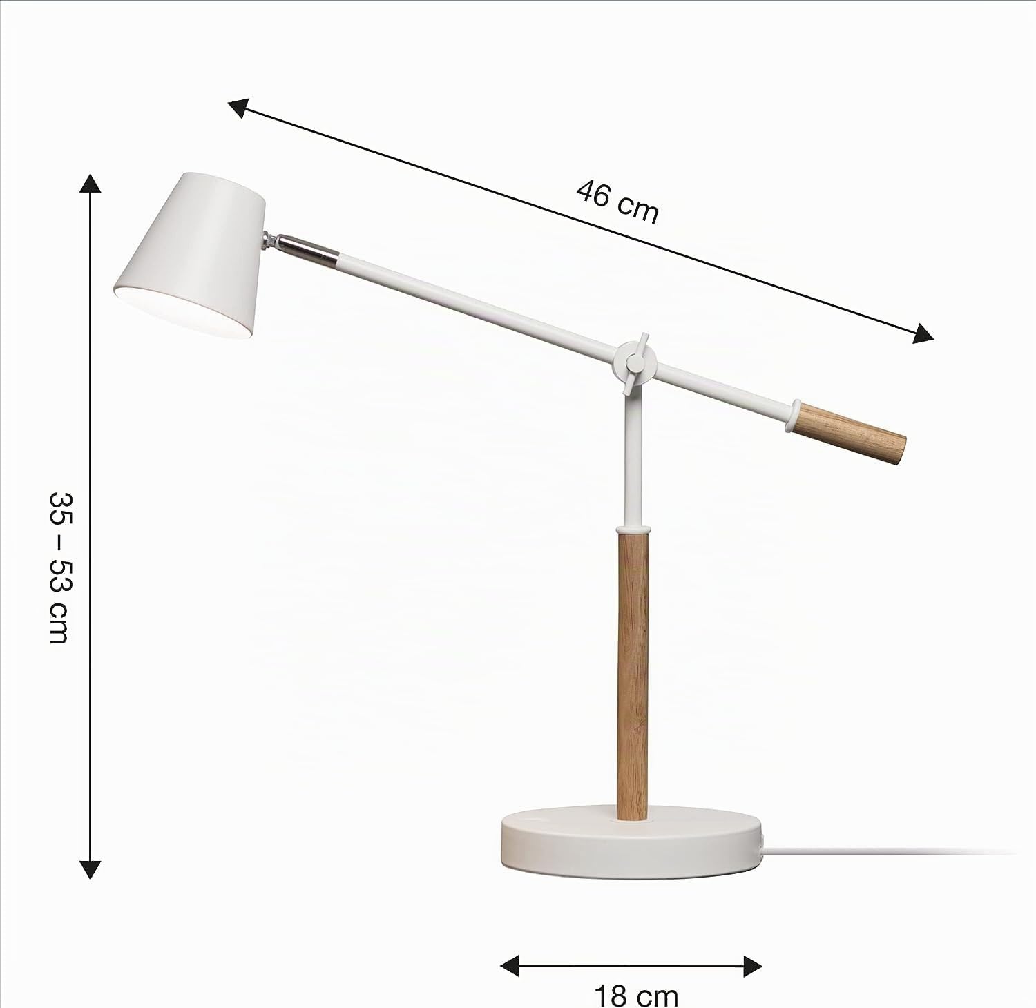 Unilux LED Schreibtischlampe Vicky, skandinavisch, dimmbar, weiß mit Holz