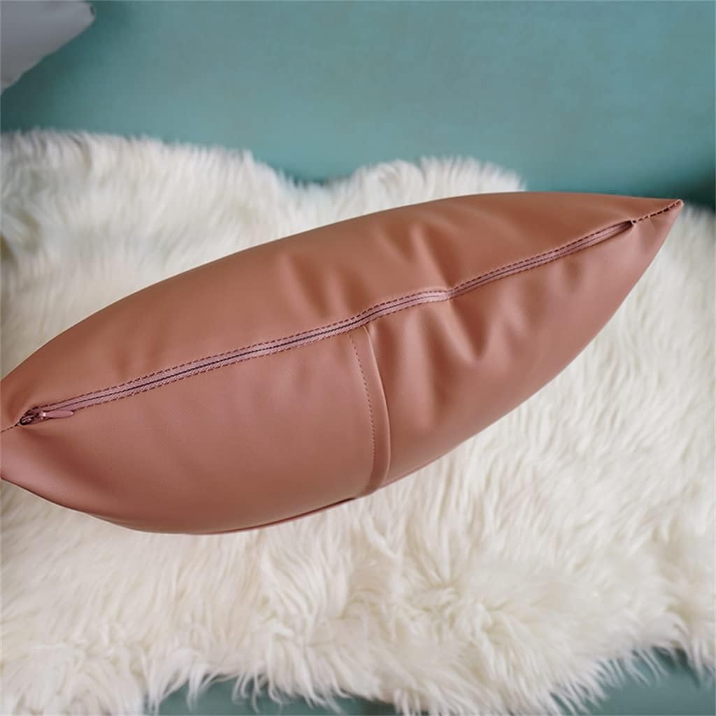 HBJWOV Faux Leather Cushion Cover Ivory Green Brown Coral Plain 45x45cm Pillow for Couch Sofa Chair Bed Home Decoration(Black)
