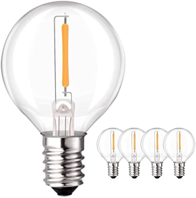 GPATIO 5 Pack G40 LED Bulbs Outdoor Warm White, Clear Plastic Globe Bulbs, E12 LED Replacement Bulbs, 1W led G40 Waterproof Bulb, 2700k 230V dimmable led Outdoor String Lights g40 Bulbs