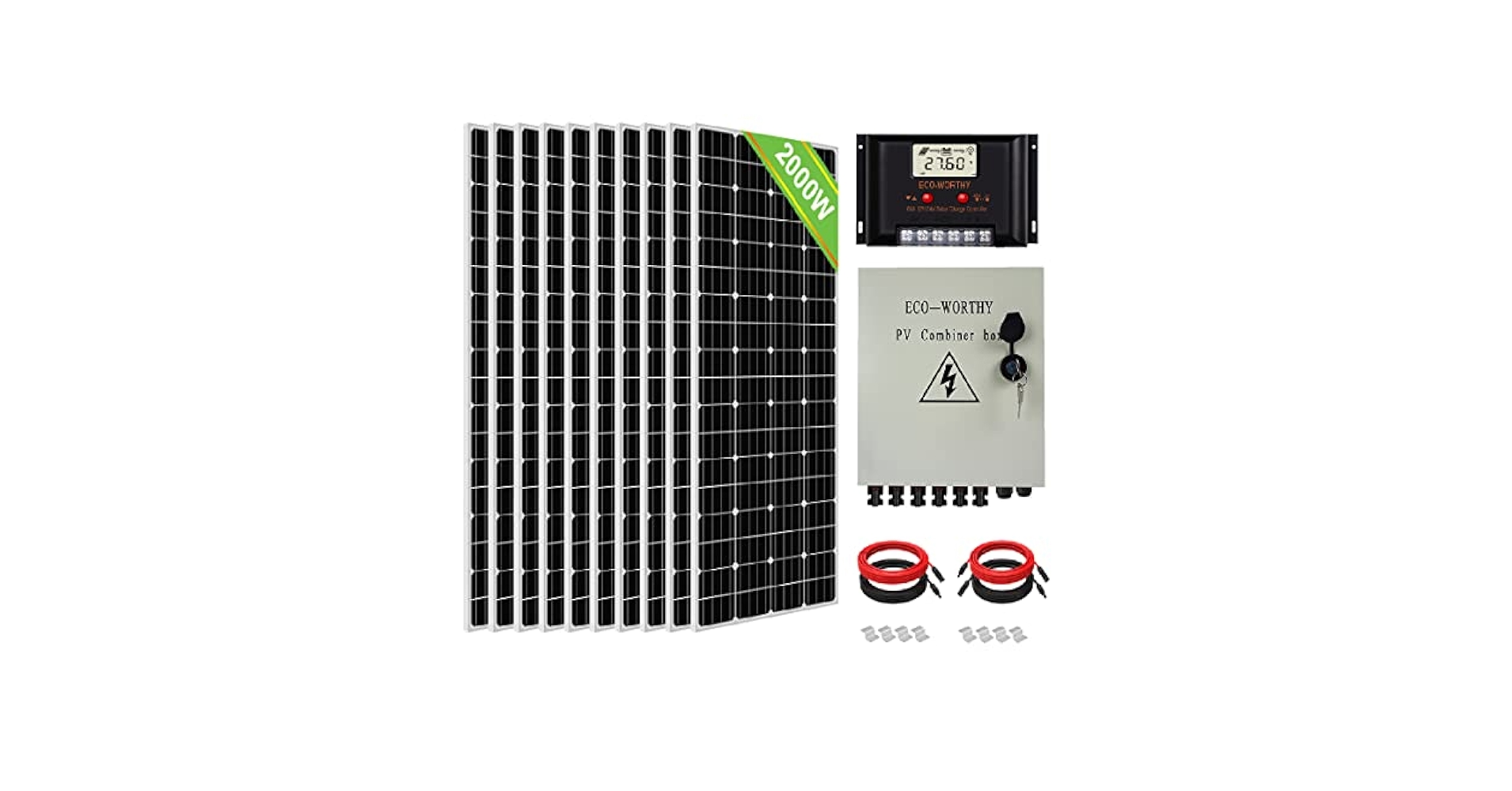 Amazon | ECO-WORTHY 2000W 太陽光発電システム 24v 195W
