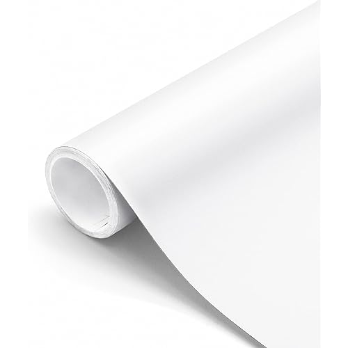 seonta Thick White Contact Paper Matte White Wallpaper 16"x198" Waterpoof Peel and Stick Wallpaper Decorative Self Adhesive Decorative Vinyl Film Wrap Contact Paper for Walls Furniture Countertop