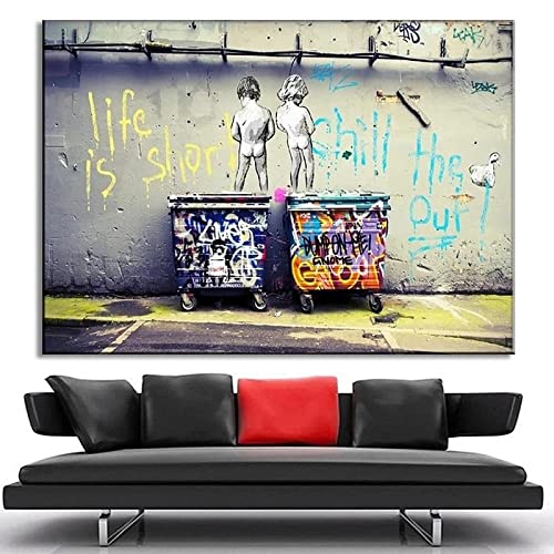 Toile Banksy Graffiti Grand Format Tableau Pop Art Mural pour Grand Salon