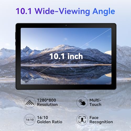Eksvefot Android 14 Tablet, Octa-Core 10 inch Tablet, 10GB RAM+64GB ROM (Expand to 1TB), Bluetooth 5.3, WiFi 6, 5MP+8MP Dual Camera, Face ID, 4G Dongle Wireless Internet (Black) - Image 5