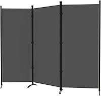 Vista 9 de Divisor de habitación, pantalla de privacidad de 3 paneles, marco de acero portátil con gancho y bucle para el hogar, oficina, aula, estudio, Negro