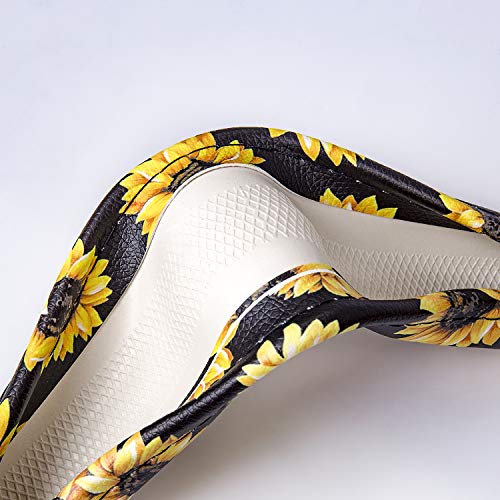 Evankin Sunflower Steering Wheel Cover Cute And Handmade ,Leather Universal Steering Wheel Cover 15 Inch, Fashionable Boho Sunflower Car Accessories For Women,Top Girl Car Accessories #TOP2