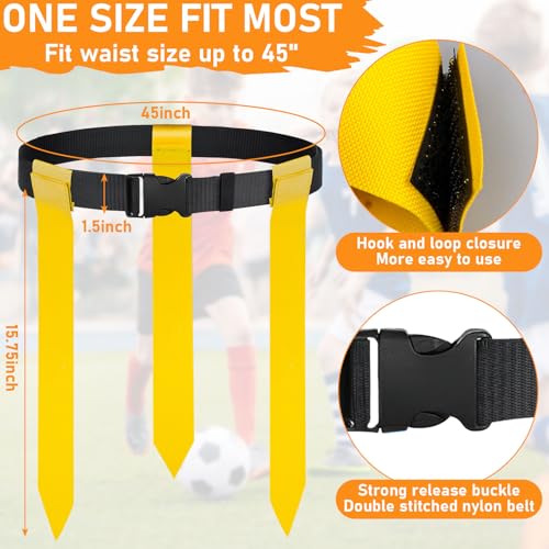 Flag Football Belts - Complete 14 Players (2 teams 7 vs. 7) Adjustable Buckle Foot Balls Flag Belts and 42 Flags Sport Training Gear Equipment Accessories for Little, Youth, Adults - Purple & Yellow - Image 3