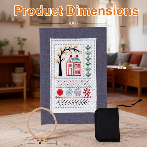 Udihch 86 PCS Embroidery Stitch Book Kit, Beginner Kit with 6 Inch Hoops by Udihch - Used condition - Image 3