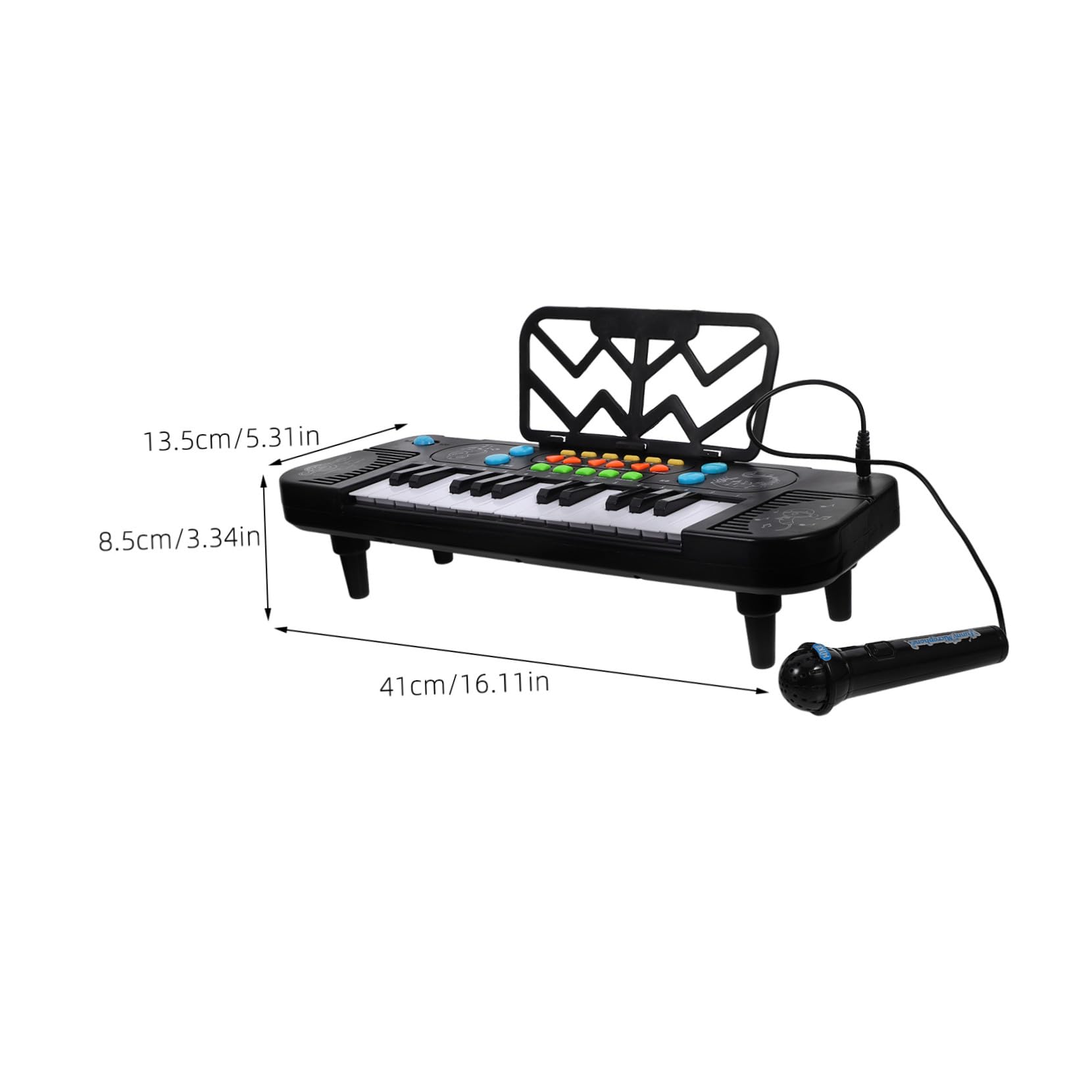 Pianola Giocattolo 25 Tasti con Microfono, Plastico Nero