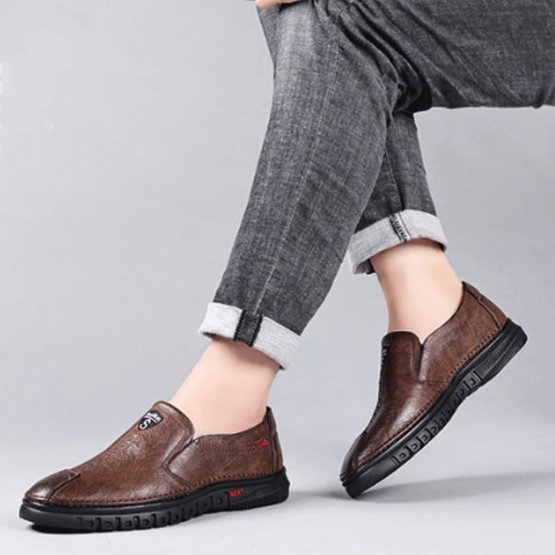 Men's Dress Shoes Genuine Leather Business Brogue Handmade Formal Oxfords Shoes Mens Casual Genuine Flats Soft Driving Walking Loafer Shoes2