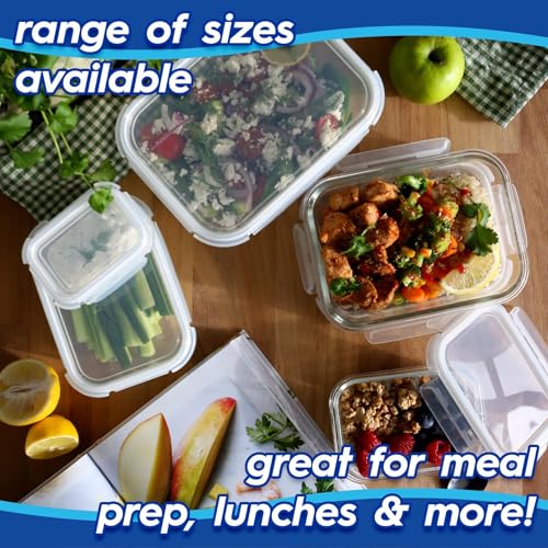 Harbour Housewares Glass Containers with Airtight Lids - 10 Pack - 2 Sizes (1040ml | 370ml) Lunch Box Tubs BPA-Free Meal Prep Containers Reusable Leak Proof Food Storage Tubs, Oven Safe, Freezer Safe - Image 4