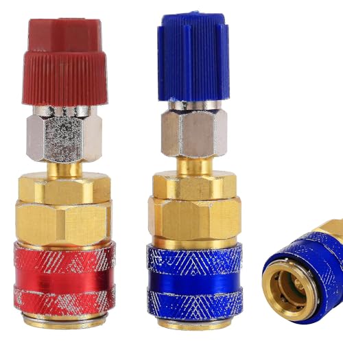 ANBOO 2 Stück Hoch und Niedrig Seite Erweiterung Adapter, R134a Adapter, Kältemittel R134A, Freon Schnell Kupplung Adapter für Auto Klimaanlage,...