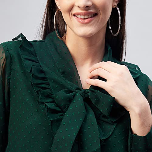 Image of Carlton London Women's Solid Polyester Blend Regular Fit Blouse