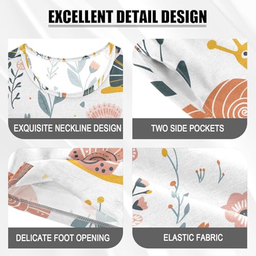 ALAZA Snail Flower Floral Pajamas Short Sleeve 2 Piece Sleepwear Top and Bottom Pajama Set Unisex4