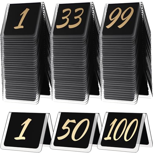 Numéros de table pour restaurant et fête lot de 100 plaques acryliques Suzile 1 à 100