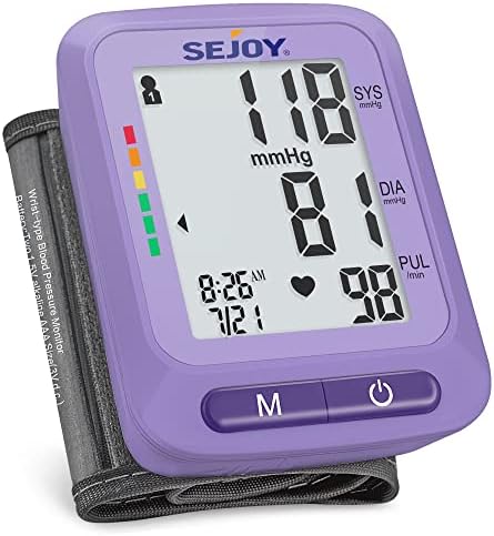 Blood Pressure Monitor Wrist Cuff 5.3-8.5 inch, Automatic Blood Pressure Machine, Large Display, Irregular Heartbeat Detector, Home Use Digital BP Machine (Purple)