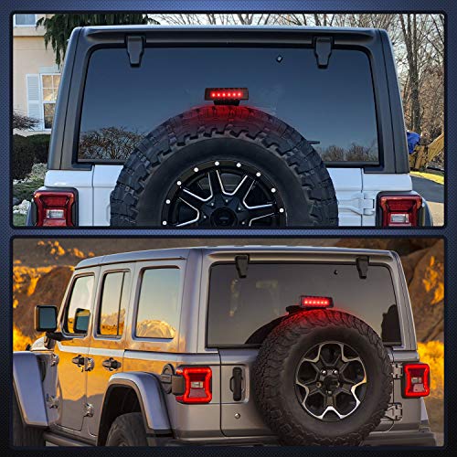 Image of Nilight LED Third Brake Lights High Mount Stop Tail Light with Smoked Lens for 2007-2018 Wrangler JK