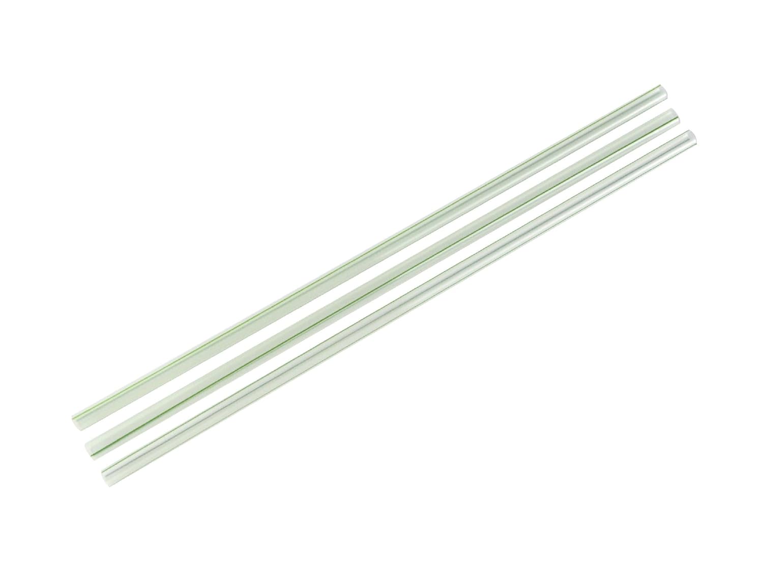 Vegware Compostable Plastic Straws, Case of 6500, 8.25" Long, 5mm Diameter, PLA Renewable Plant Based Plastic, Translucent with Green Stripe, Great for Cocktails or Cold Drinks Clear/Green