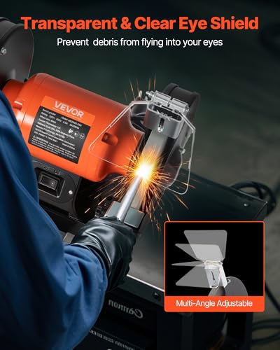 Image of VEVOR Bench Grinder, 8-inch Single Speed, 3450RPM High-Speed Table Grinders with 550W 4.5A 3 /4Hp Induction Motor, 36 /60-Grit Grinding Wheel & Adjustable Eye Shield for Fast Sharpening Grinding