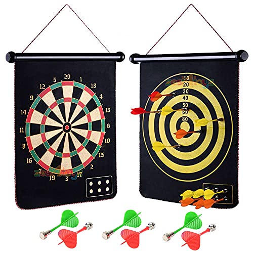 Image of Zest 4 Toyz 15 Inch Magnetic Dart Board for Kids and Adults Double Sided Dartboard Game with 6 Magnetic Darts Indoor Outdoor Target Game for Family Party and Gift