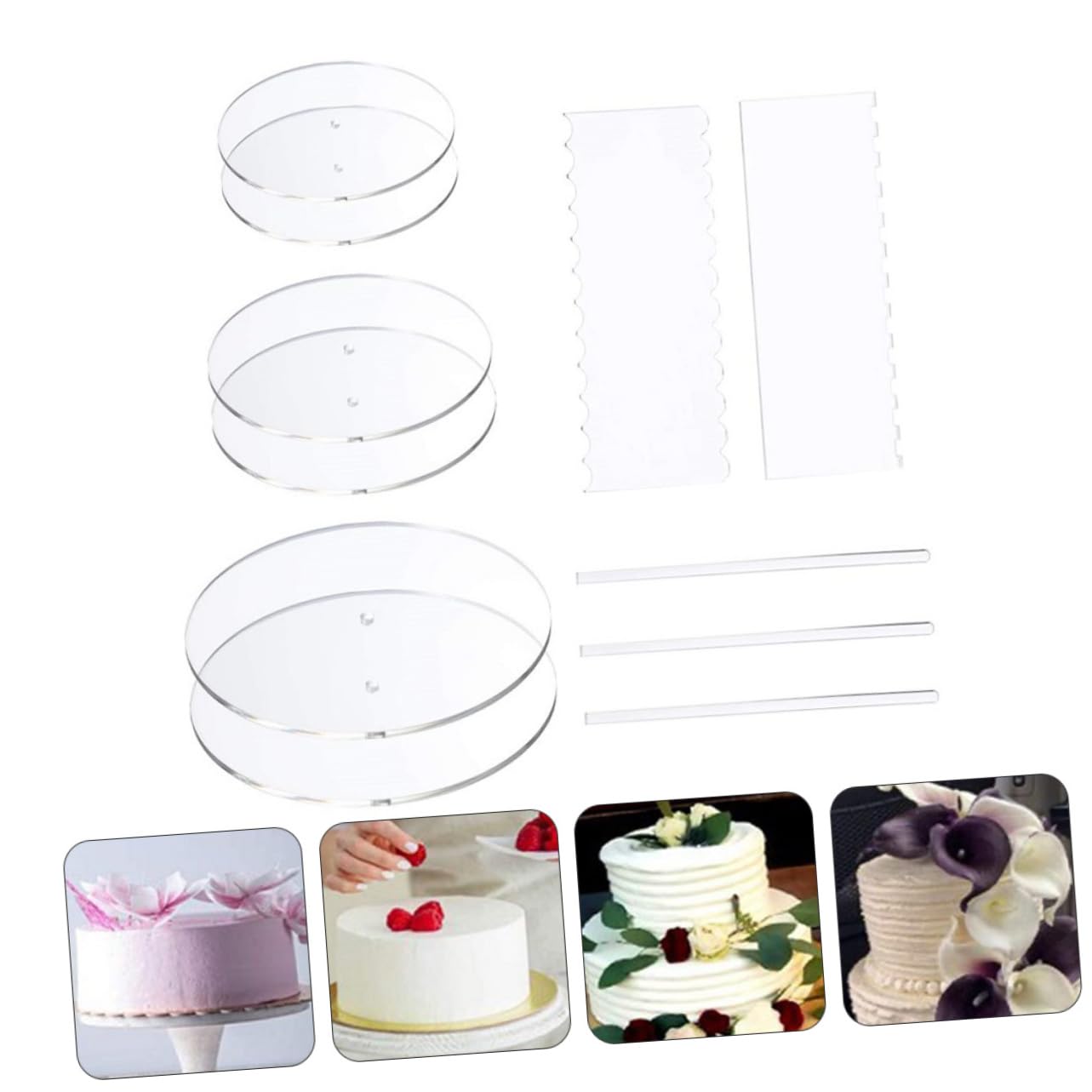 1 Set 11 Stück Ausstecher Quadratische Cupcake-Formen Erdbeer-Zuckerguss Kunststoff-Kuchenplatten Küchen-Backschaber Fondant-Scheibe Kuchenschneider Küchenzubehör