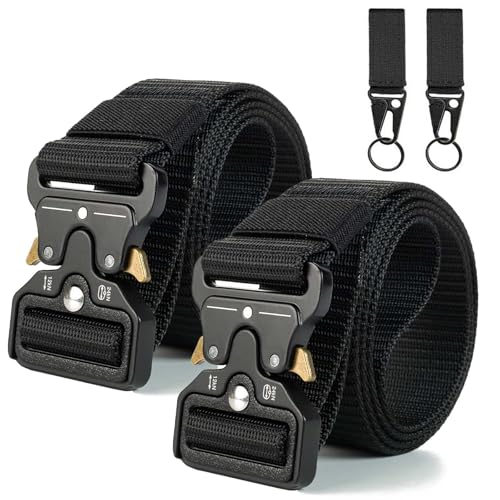 MOAZIFI 2er Taktischer Gürtel, Herren Arbeitsgürtel, Schwarz, Einfarbig, Erwachsener, 125cm, 3.8cm, 3cm, Schnalle, Nylon, Taktisch