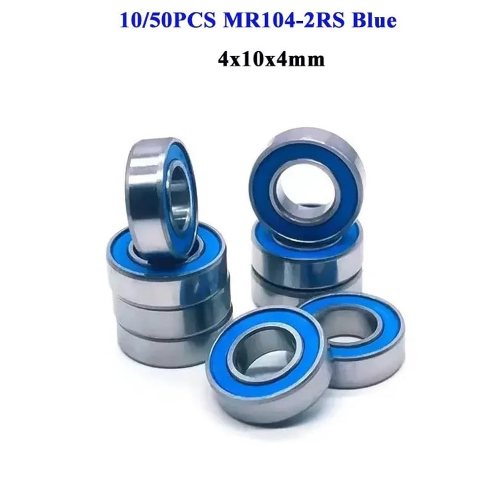 Lot de 50 roulements à billes bleus MR104-2RS ABEC-5 4 x 10 x 4 mm, roulements à billes MR104RS, roulements scellés bleus MR104 2RS 4 x 10 x 4 mm(ABEC 1)