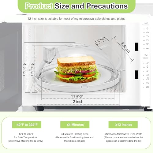 Fkprorjv Microwave Splatter Cover with Water Steamer, 10 inch Clear Microwave Plate Cover for Food, Splatter Guard Microwave Lid for Microwave Oven, Kitchen Gadgets Accessories, White