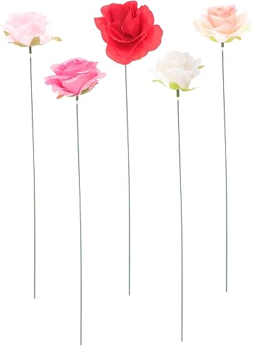 Didiseaon 5 macetas para plantas al aire libre, macetas de tela de seda, estacas decorativas para jardín, estacas decorativas para patio, decoración