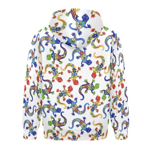 Floral Talavera Ceramic Chameleon Lizard Youth Hoodie Sweatshirt2