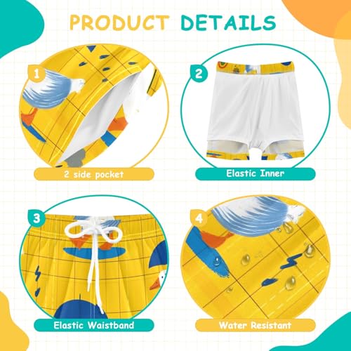 Bolaz Toddler Boys Swimwear Swim Trunks with Compression Liner 4T Duck Umbrella4