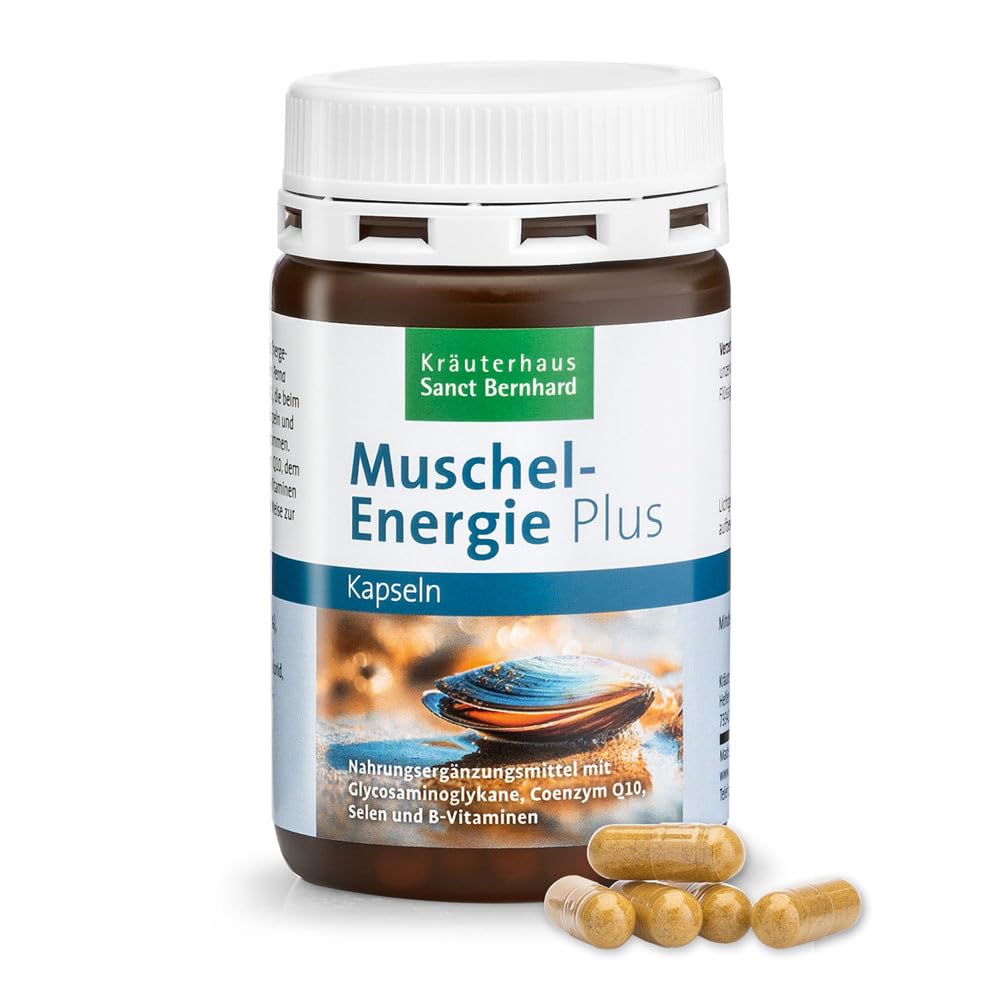Sanct Bernhard Muschelenergie-Plus-Kapseln | Grünlippmuschel-Konzentrat, Coenzym Q10, Selen & 8 B-Vitamine | 120 Kapseln