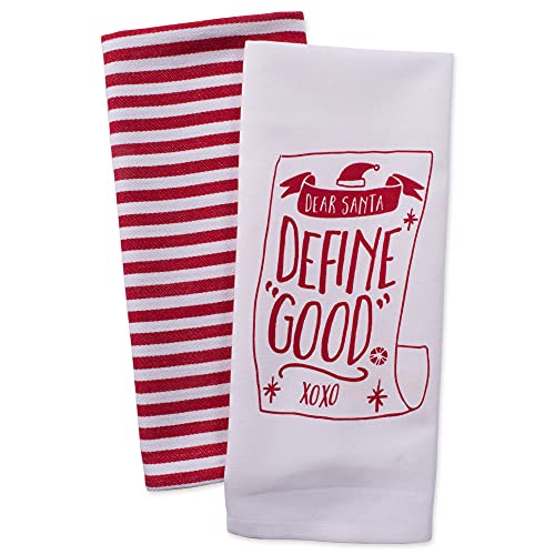 Image of DII Christmas Tea Towels Decorative Kitchen Dish Towel Set, 18x28, Dear Santa, 2 Piece