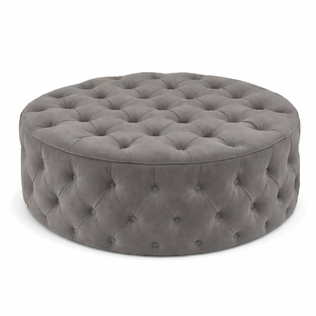 Snooze Velvet Monaco 3 and 2 Seater Sofa Sets, Corner Sofas For Living Room, Upholstered Plush Fabric 3 Seater Sofas (Coffee Grey Velvet, Round Footstool)