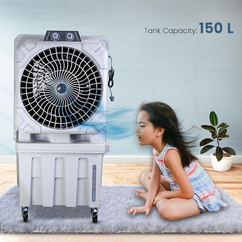 Image of Cine Gold Hummer 150 LTR Heavy Duty Desert Air Cooler For Home /Office With Honeycomb Cooling & Auto Swing Technology, Powerful Air Throw & 3-Speed Control Light Grey