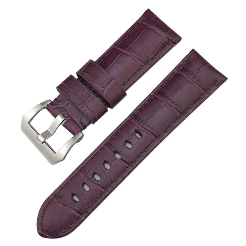 Sangle de montre en cuir véritable 24 mm texturé crocodile