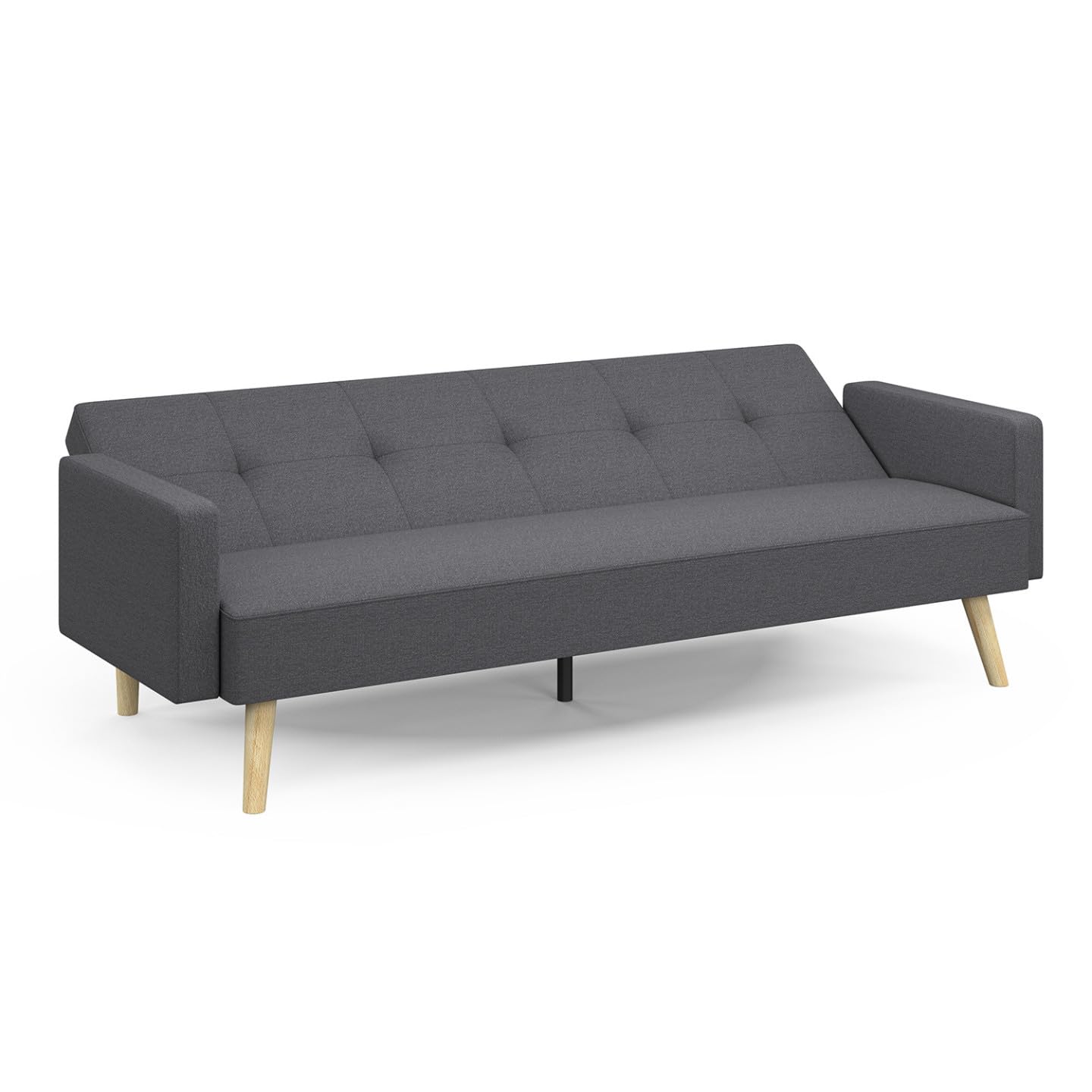 IDMarket - Canapé Droit scandinave 3 Places Convertible Lars Gris