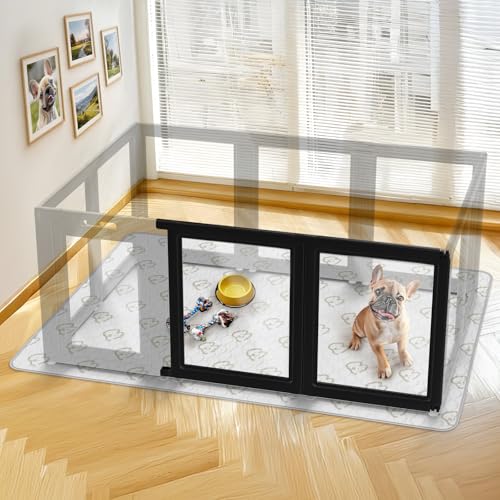 Image of FXW AuraSpace Acrylic Indoor Dog Playpen for Small and Medium Dogs, 30 inch, 2 Panels, Black