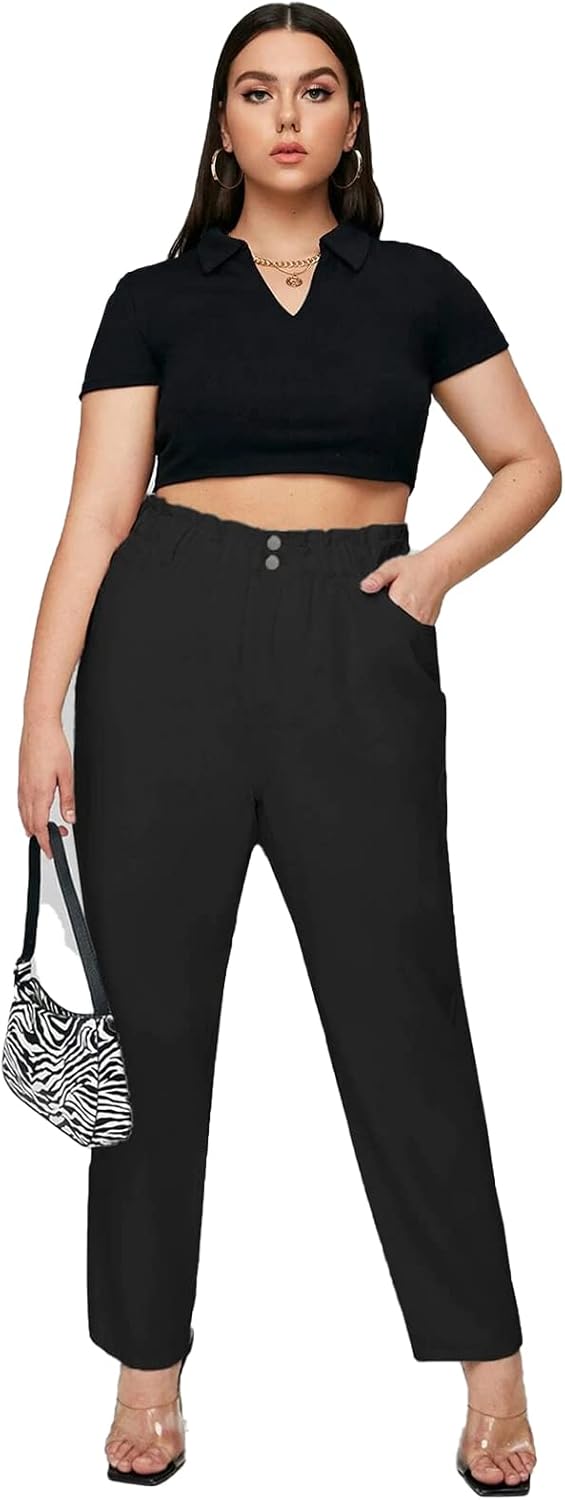 LEIJIJEANS Plus Size Khaki Jeans for Women Tapered Women Jeans Full Length Mom High Waist Tall Loose Harem Denim Pants