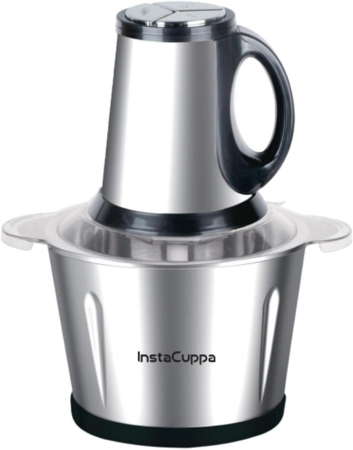 InstaCuppa Electric Chopper for Kitchen Use with 3 Attachments, 2 Litre Stainless Steel Meat Mincer, 300W Vegetable Cutter Machine with Garlic Peeler and Egg Whisker, Carrot Grater for Busy Moms