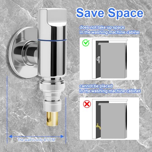 Automatisches Wasserstoppventil Waschmaschine - Eckventil aus Edelstahl mit Messingkern &tropffrei, langlebiger Wasserhahn für Waschmaschine G1/2 Anschluss, geeignet für Küche Bad Wohnung