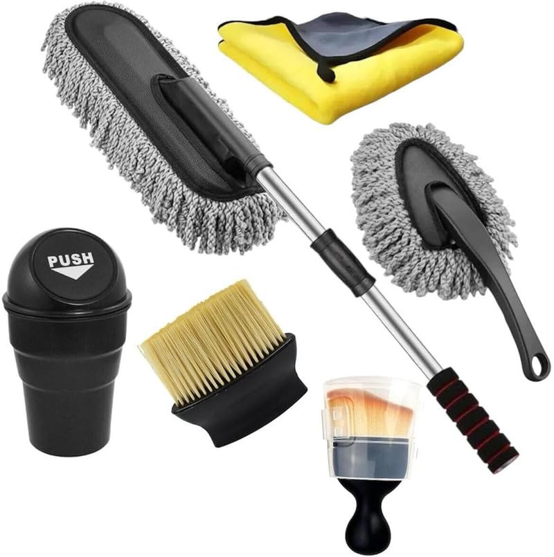 6 Pcs Microfiber Car Duster Kit - Extendable Long Handle Car Cleaning Accessories - Interior & Exterior Detailing Brush Set, Dustbin, Scratch & Lint Free, Perfect for Cars,Motorcycles,Home-image-15