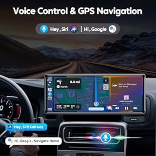 JATAZA 10.26" Wireless Apple Carplay Screen for Car, Secure Strong Bracket, Portable Apple CarPlay& Android Auto Car Stereo with GPS Navigation, Bluetooth, Mirror Link, Voice Control,Fits All Vehicles