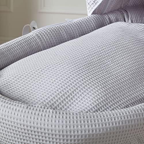Grey Waffle Grey Wicker Moses Basket with Grey Rocking Stand