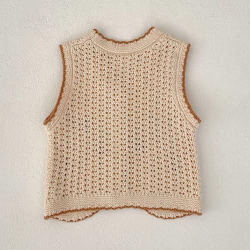 HOOLCHEAN Baby Girls Embroidered Cotton Vintage Sweater Vest Knitted Cardigan2